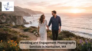 Engaged couple walking a coastal bluff path during a golden hour engagement session